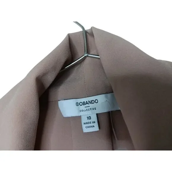 Obando Collective Beige Wrap Neck Top SZ 10 - Picture 6 of 12